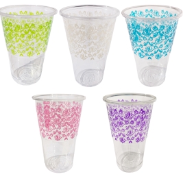 כוסות חד פעמי קריסטל מעוטרות 285 מ"ל 50 יח'  PET