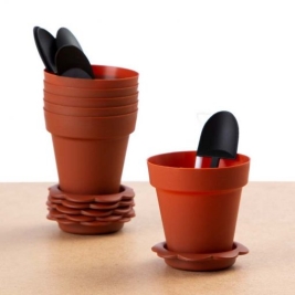 עציץ פלסטי+תחתית+את 5 יחי' חום דקל 19703