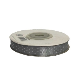 סרט סאטן אפור מנוקד 1 ס"מ 7629  25Y דקל