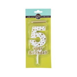 נר מספר 5 זהב כוכבים 18636 דקל