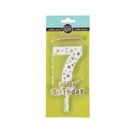 נר מספר 7 זהב כוכבים 18638 דקל