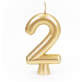 נר מספר 2 זהב מטאלי שמחה