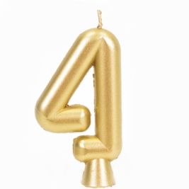 נר מספר 4 זהב מטאלי שמחה