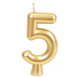 נר מספר 5 זהב מטאלי שמחה