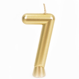 נר מספר 7 זהב מטאלי שמחה