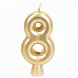 נר מספר 8 זהב מטאלי שמחה