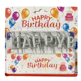 נרות 18923 HAPPY כסף טארגט/דקל