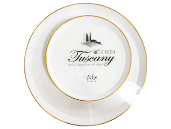 סט צלחות טוסקנה לבן פס זהב