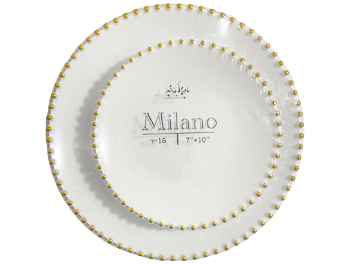 סט צלחות לבן זהב