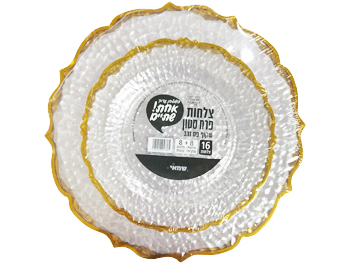 צלחות סטון שקוף פס זהב