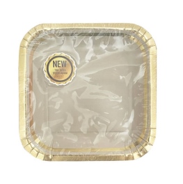 צלחת אפור מרובע קרטון