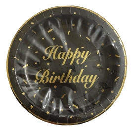צלחת יום הולדת שחור זהב 10 יחי' 15895 (1/20) נשם