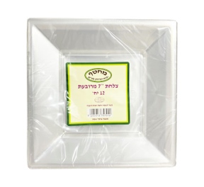 צלחת מרובעת קטנה שקופה