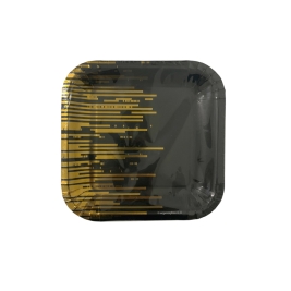 צלחת נייר מרובע קטנה שחור זהב 10 יחי' 4782 אורגנזה