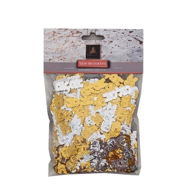 קונפטי מזל טוב כסף וזהב 2270 אורגנזה